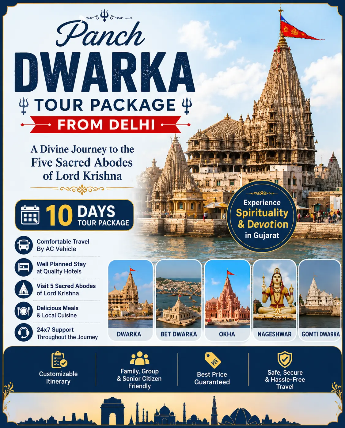Pancha Dwarka Tour Package from Delhi